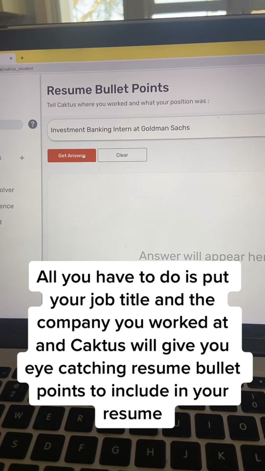 All you have to do is put your job title and the company you worked at and Caktus will give you eye catching resume bullet points to include in your resume #student #resume #intern  thumbnail