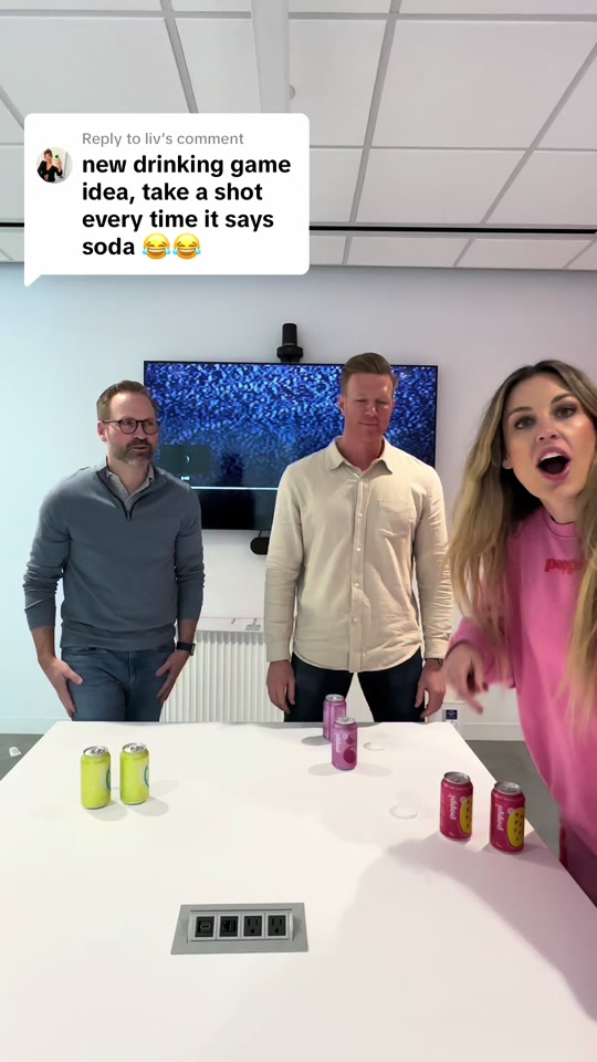 Replying to @liv tag yourself, we’re andy losing track and chugging the rest of the can 👏🫧 #poppi #drinkpoppi #founders #takeashot #soda  thumbnail