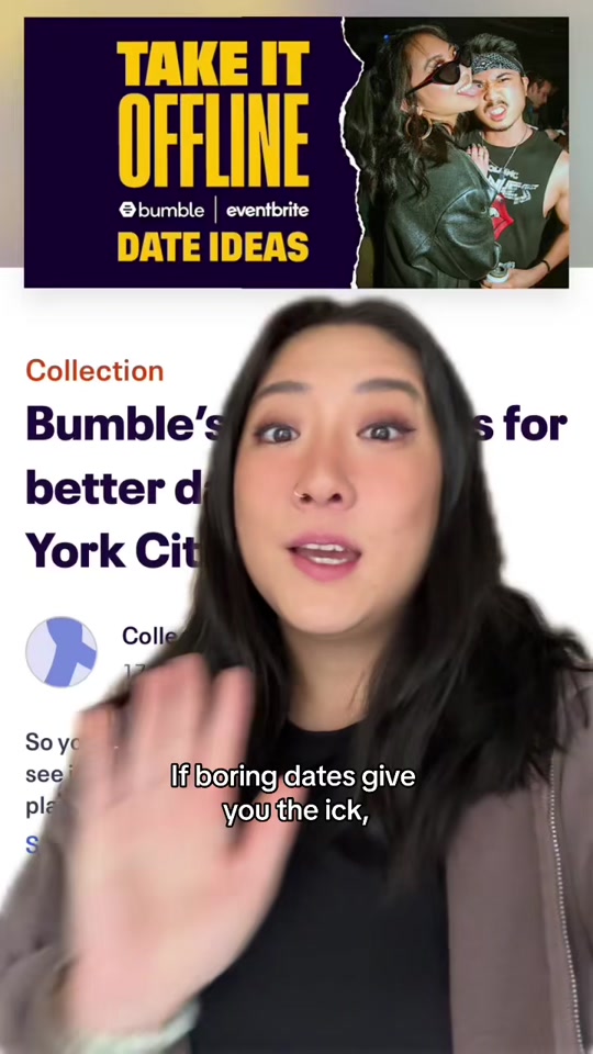 Cuffing season is here, and your date deserves more than just dinner and drinks. Get date ideas that’ll make a great impression in our curated event collections with @Bumble. #dateideas #cuffingseason #onlinedating #thingstodo #nightlife #uniquedateideas  thumbnail