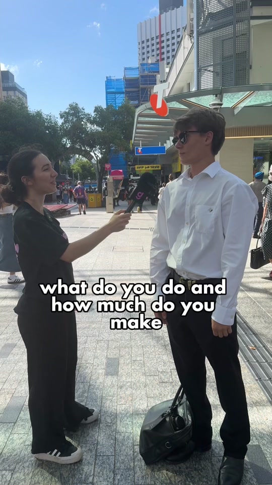 How much does he make working at Commonwealth Bank? 🏦📍Brisbane #brisbane #jobs #jobseeker #salarytransparency #pay #retail #interview #streetinterview #paytransparency #viral #fyp  thumbnail